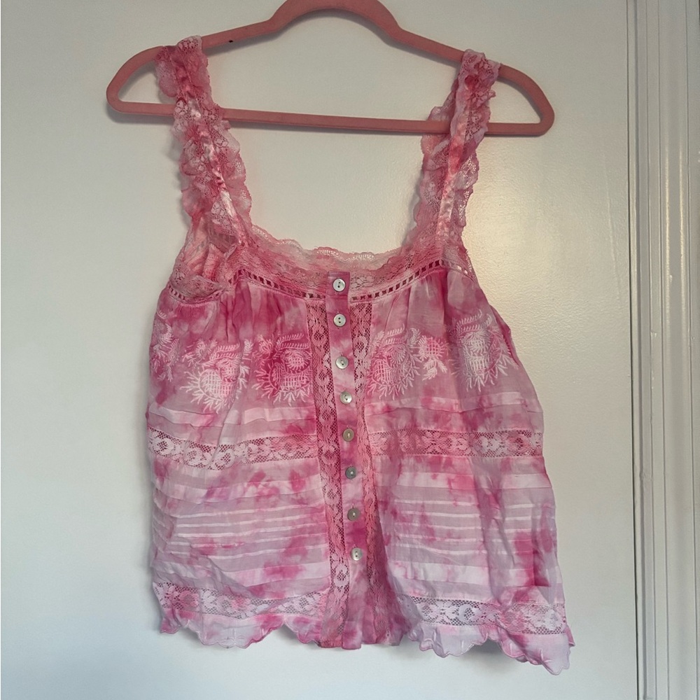 Pink Lace Tank Top
